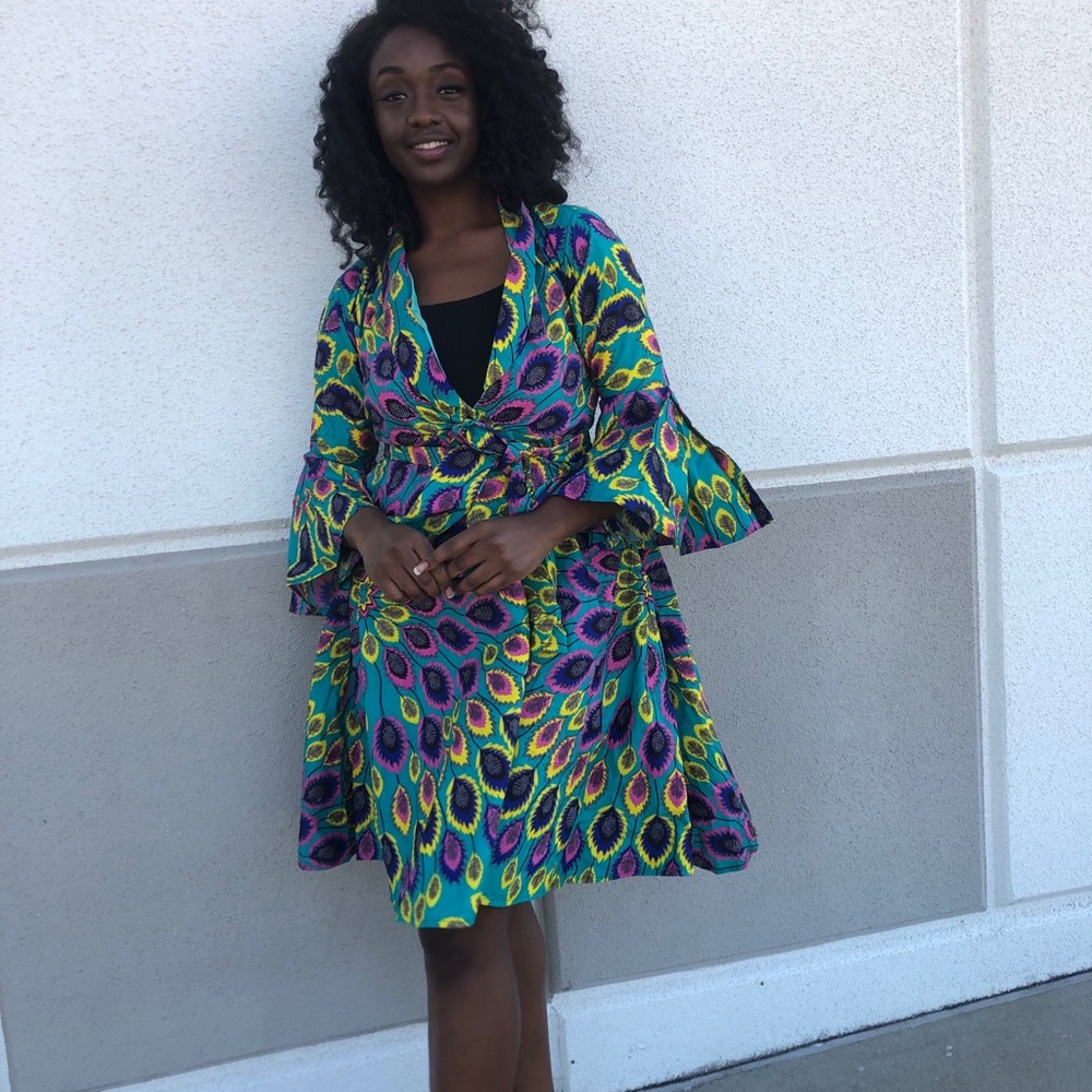 African clothing for women bell sleeve dress